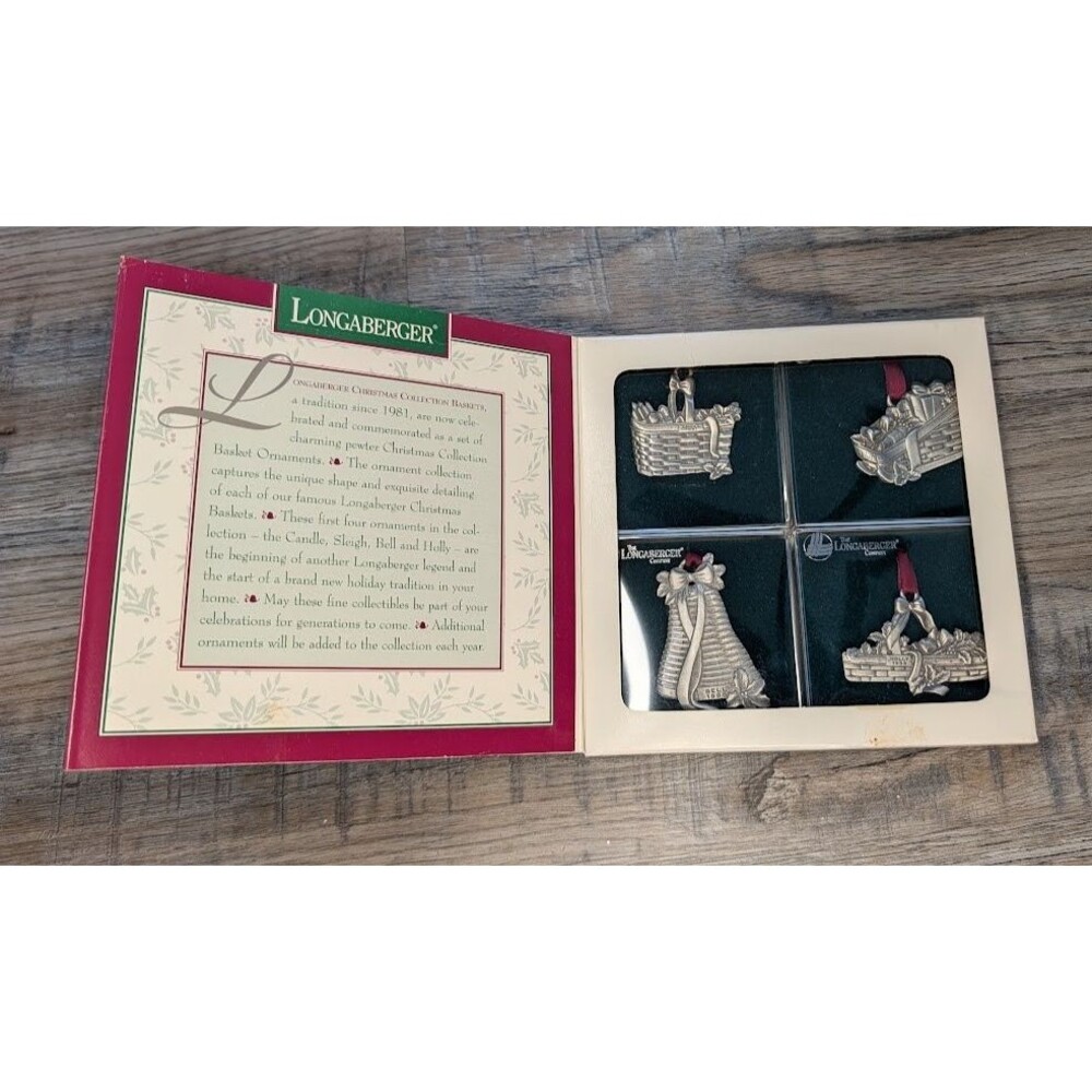 Longaberger 1994 Commemorative Christmas Basket Ornaments Set of 4 #72311
